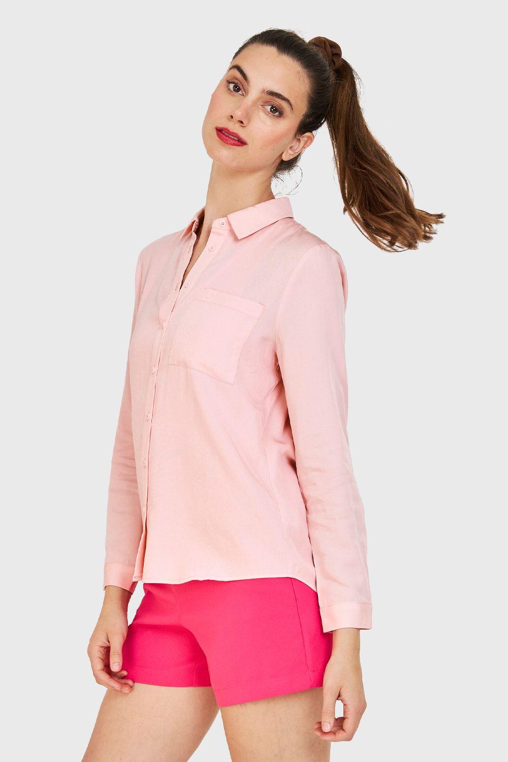 Camisa Clásica Bolsillo Rosa Nicopoly-2