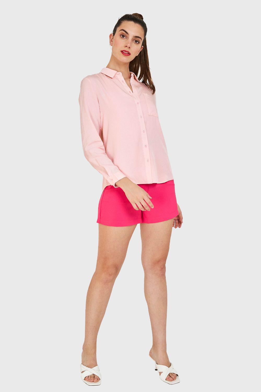 Camisa Clásica Bolsillo Rosa Nicopoly-1