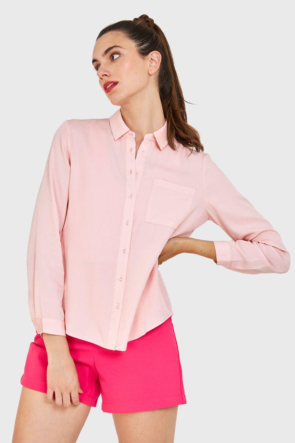 Camisa Clásica Bolsillo Rosa Nicopoly-0