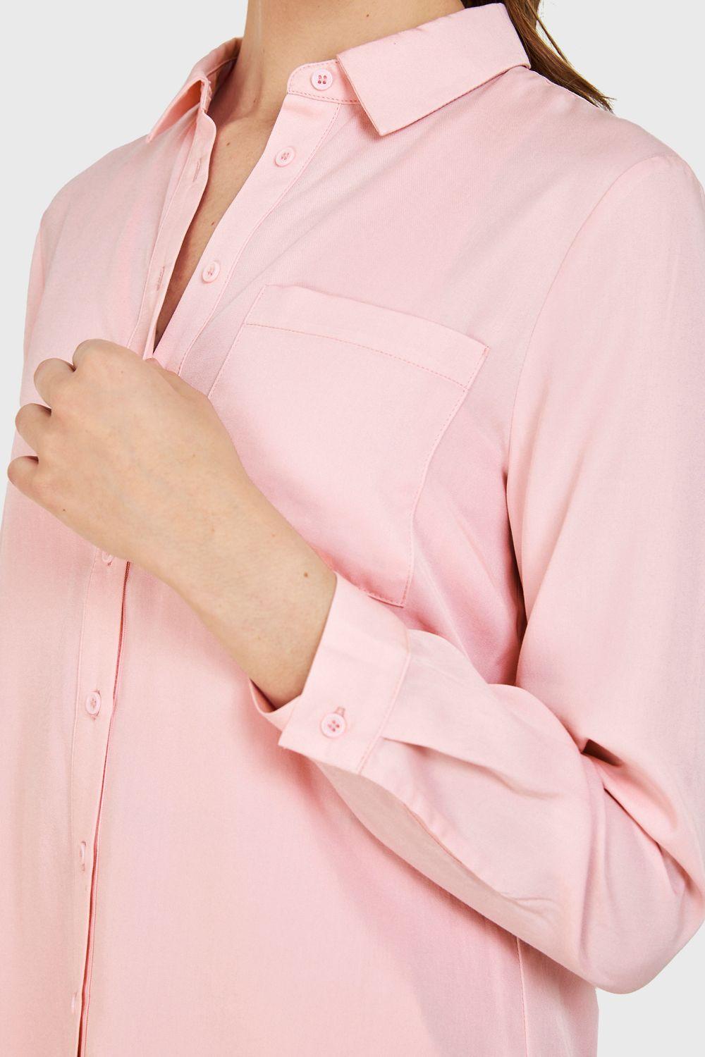 Camisa Clásica Bolsillo Rosa Nicopoly-5