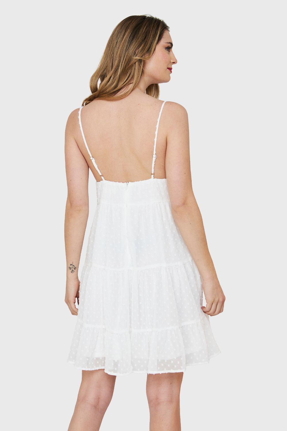 Vestido Corto Volantes Blanco Nicopoly-3