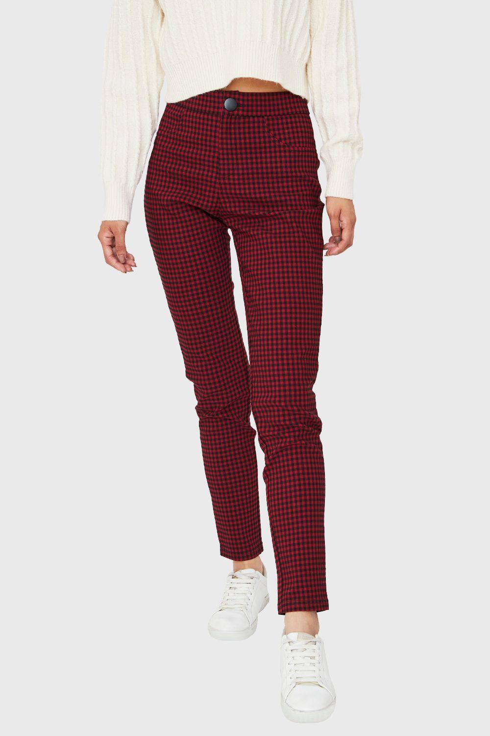 Pantalón Skinny Vichy Rojo/Negro Nicopoly-0