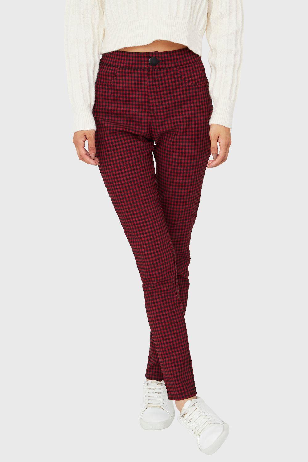 Pantalón Skinny Vichy Rojo/Negro Nicopoly-4