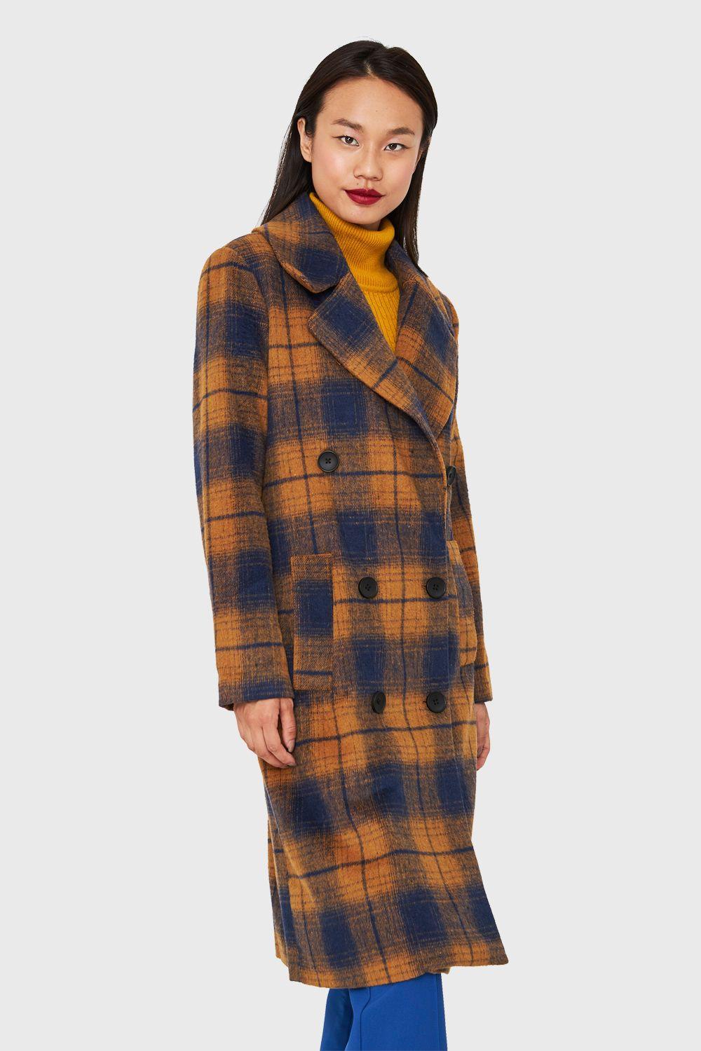 Abrigo Largo Tartán Camel Nicopoly-2