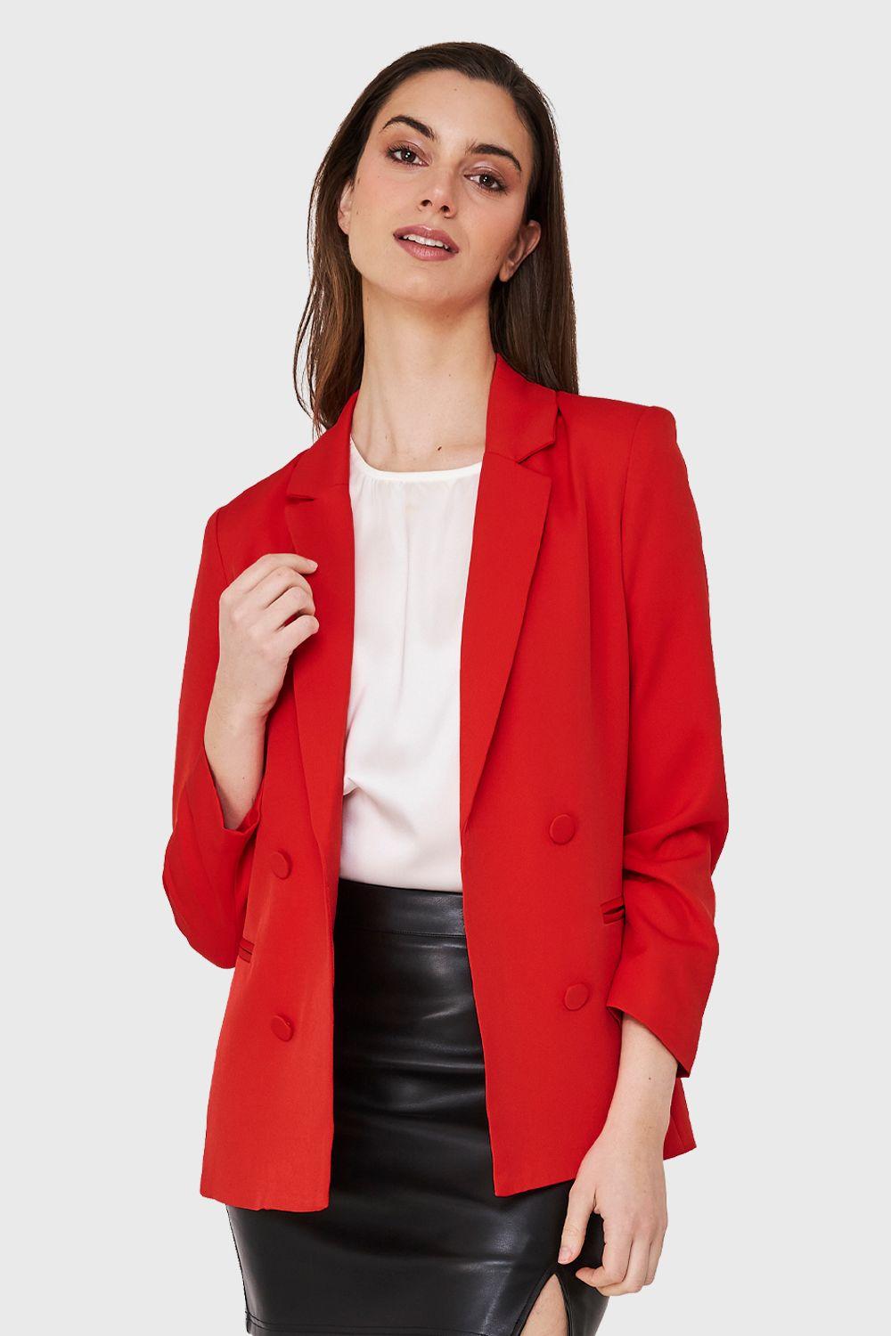 Blazer 4 Botones Decorativos Rojo Nicopoly-0