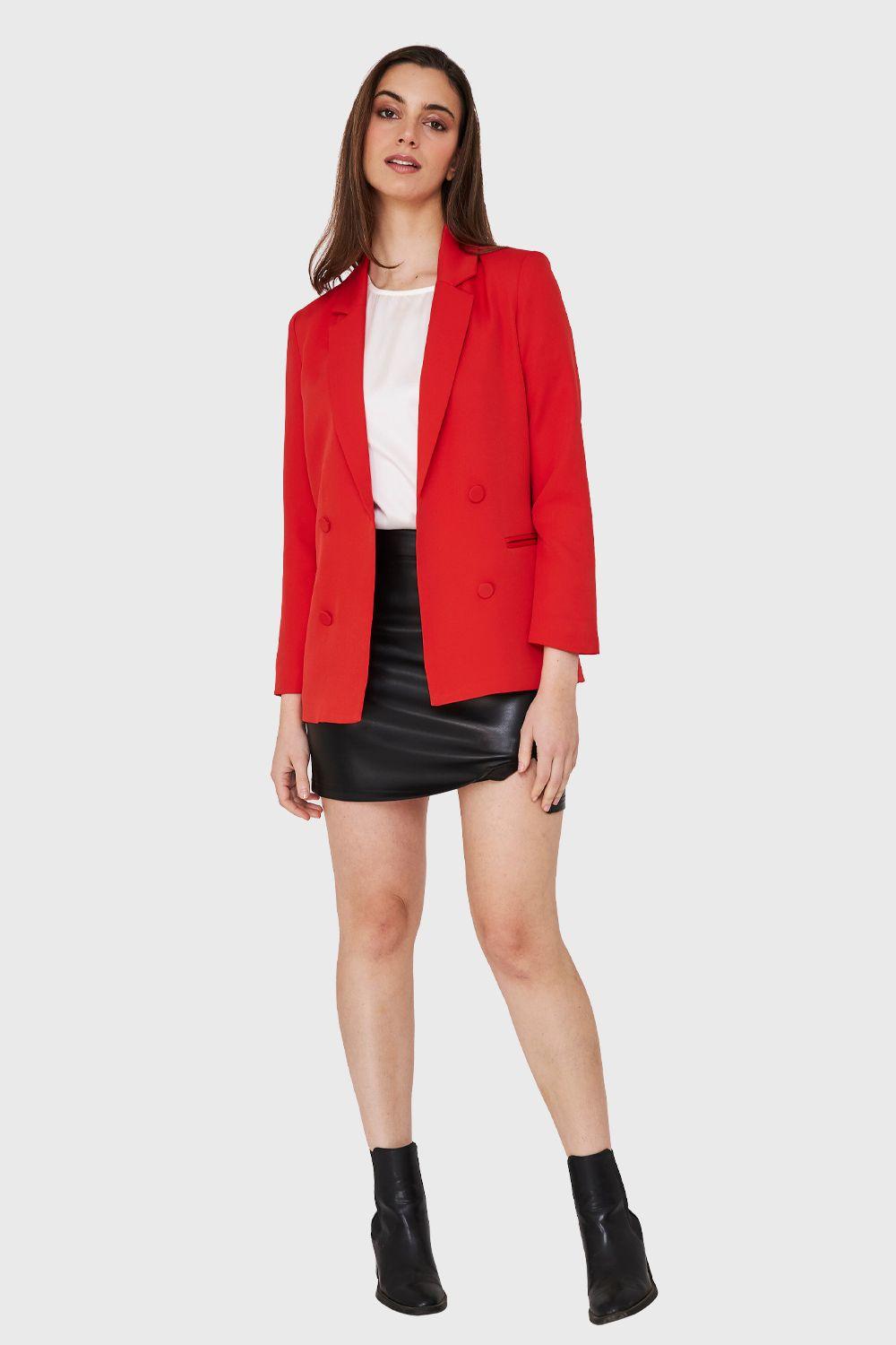 Blazer 4 Botones Decorativos Rojo Nicopoly-1