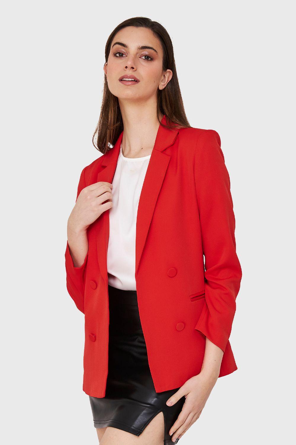 Blazer 4 Botones Decorativos Rojo Nicopoly-2