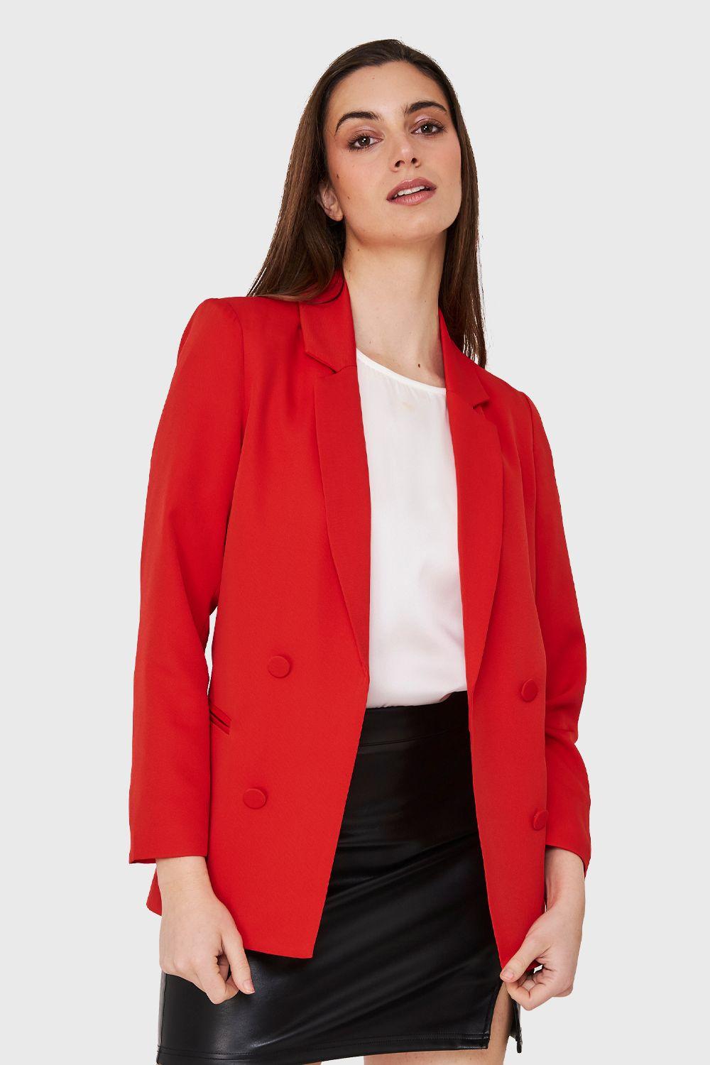 Blazer 4 Botones Decorativos Rojo Nicopoly-4