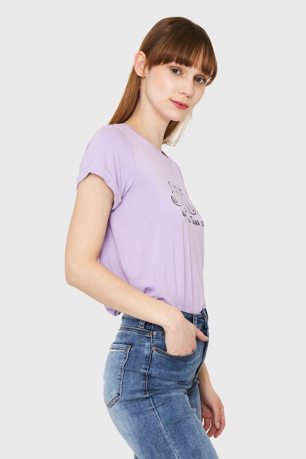 Polera Estampado Gatos Lila Nicopoly-2