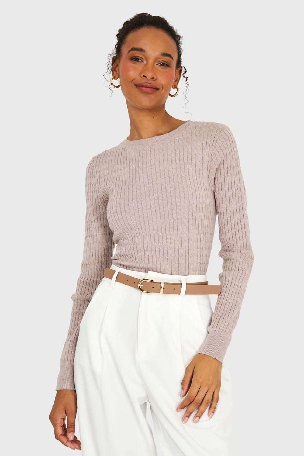 Sweater Diseño Cadenetas Khaki Nicopoly-4