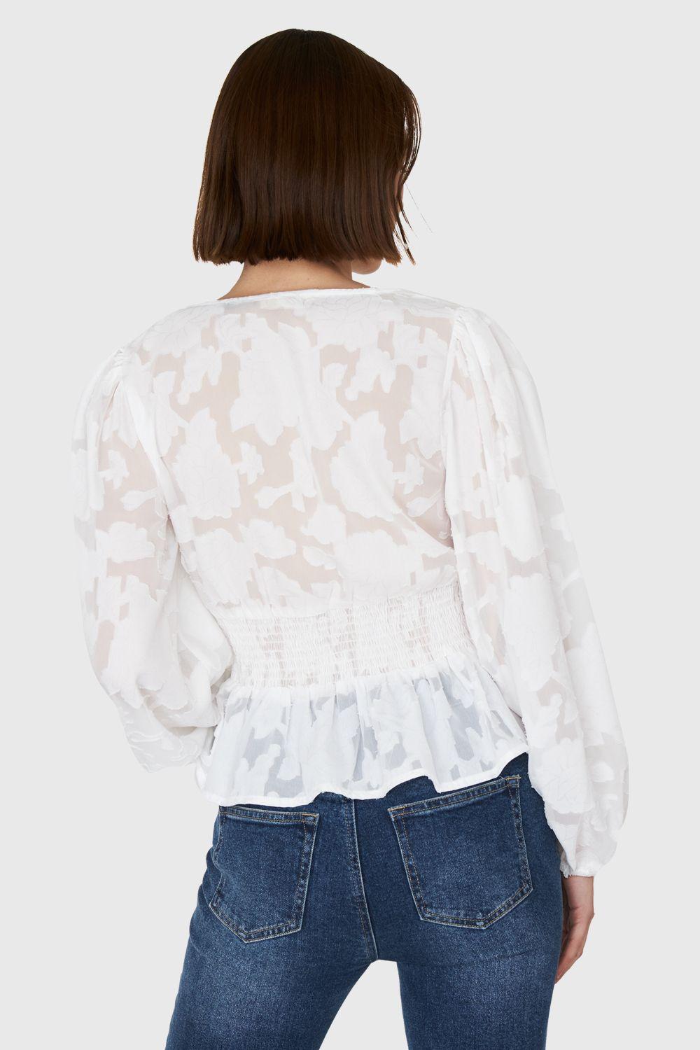 Blusa Transparente Flores Blanco Nicopoly-3