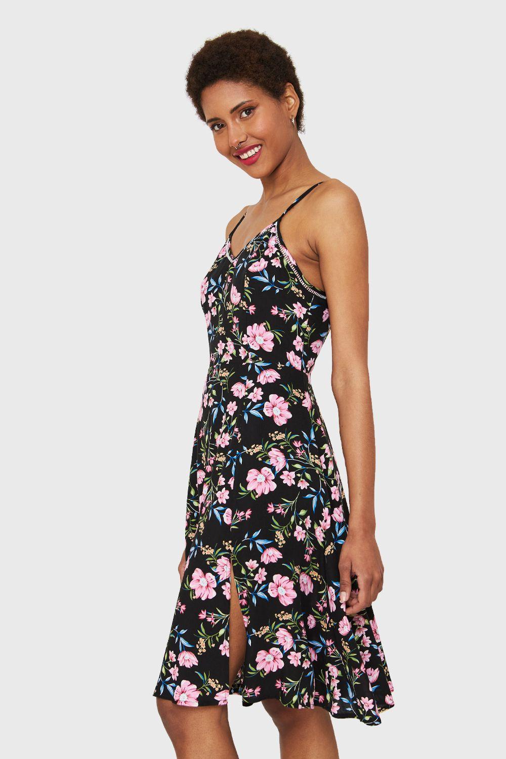 Vestido Floral Tajo Negro Nicopoly-2
