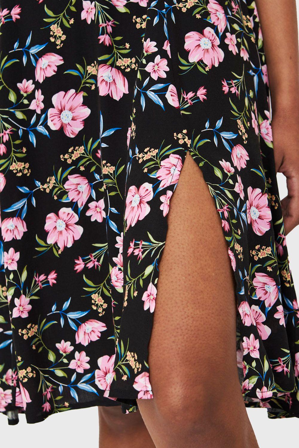 Vestido Floral Tajo Negro Nicopoly-5