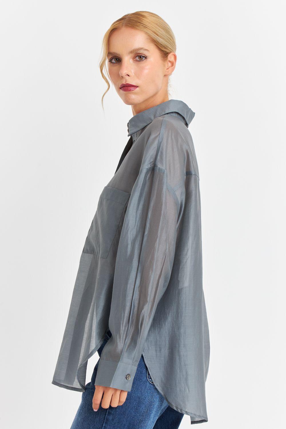 Camisa Satinada Transparente Gris Nicopoly-2