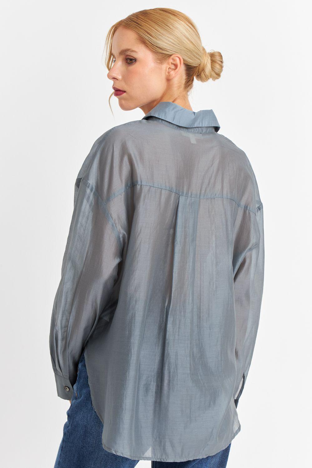 Camisa Satinada Transparente Gris Nicopoly-3