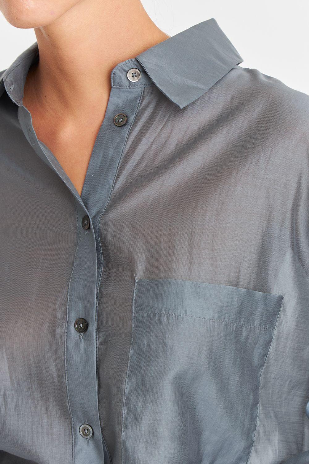Camisa Satinada Transparente Gris Nicopoly-5