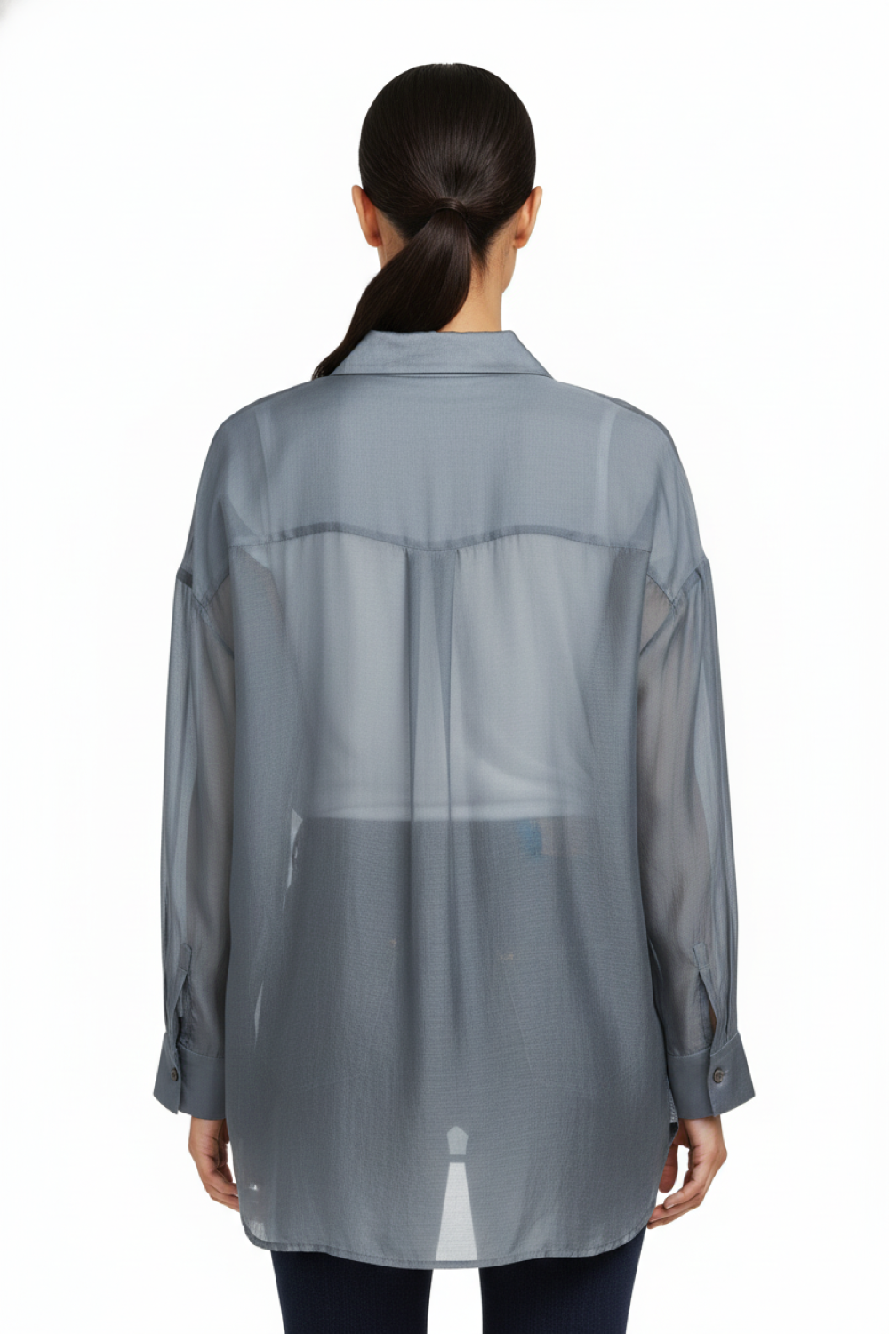 Camisa Satinada Transparente Gris Nicopoly-3