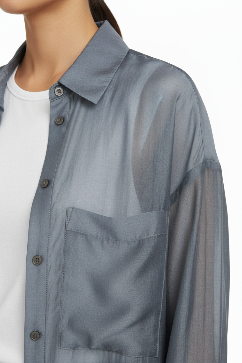 Camisa Satinada Transparente Gris Nicopoly-5