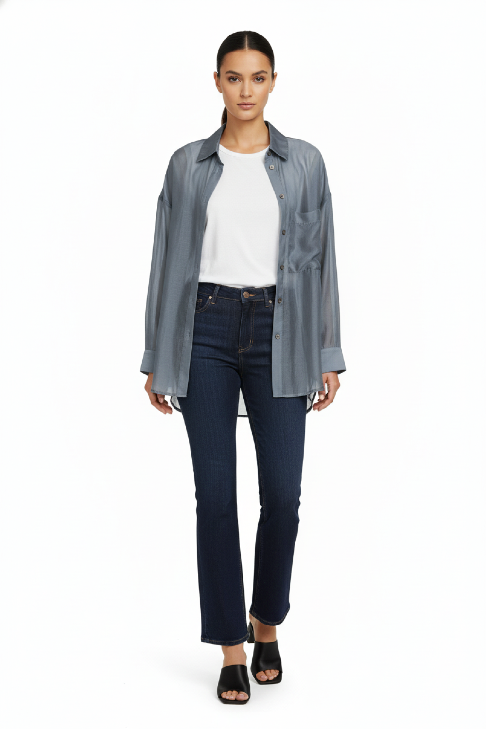 Camisa Satinada Transparente Gris Nicopoly-4