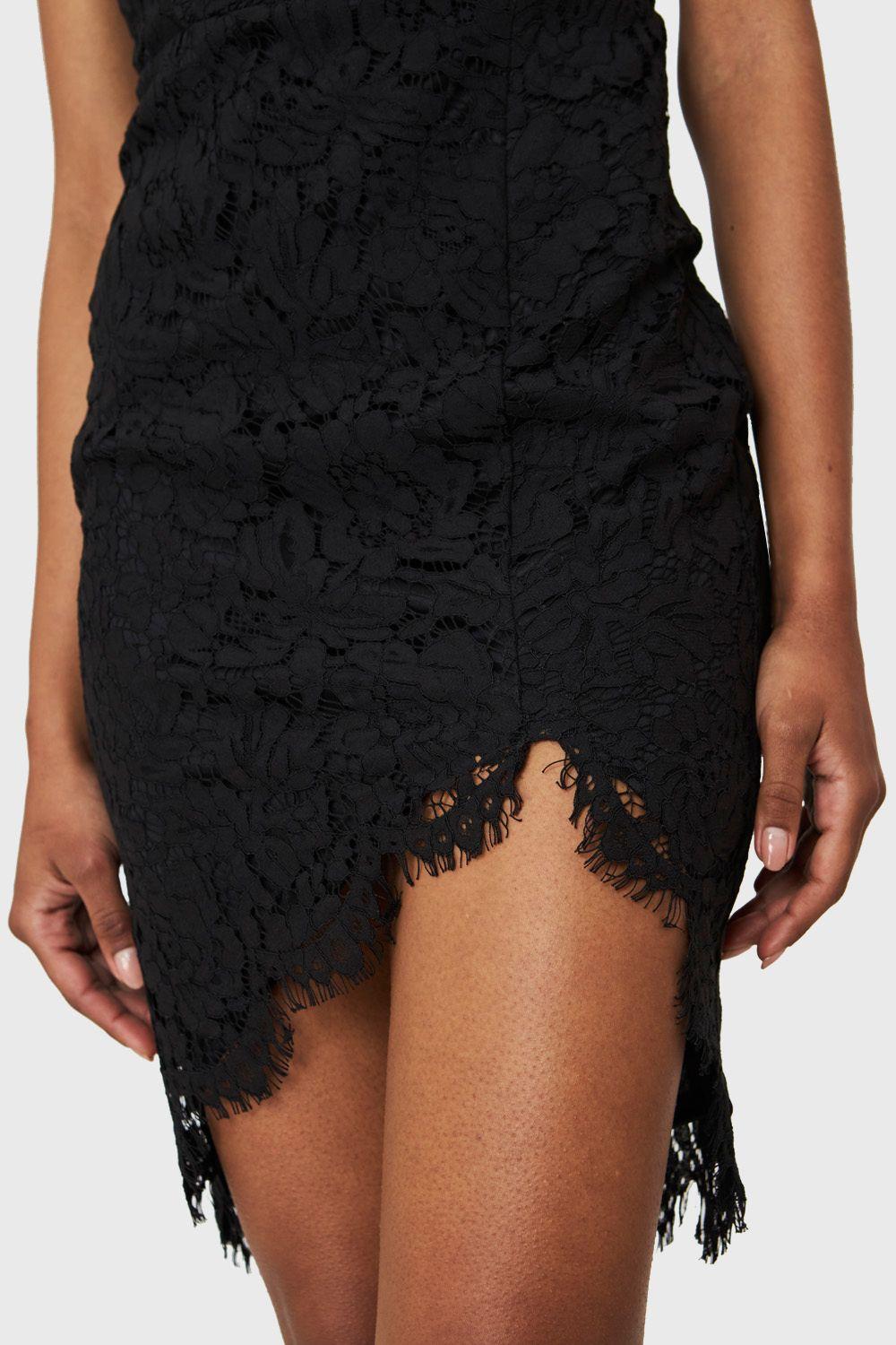 Vestido Encaje Asimétrico Negro Nicopoly-5