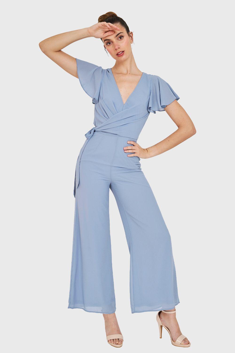 Enterito Escote V Con Lazo Celeste Nicopoly-0