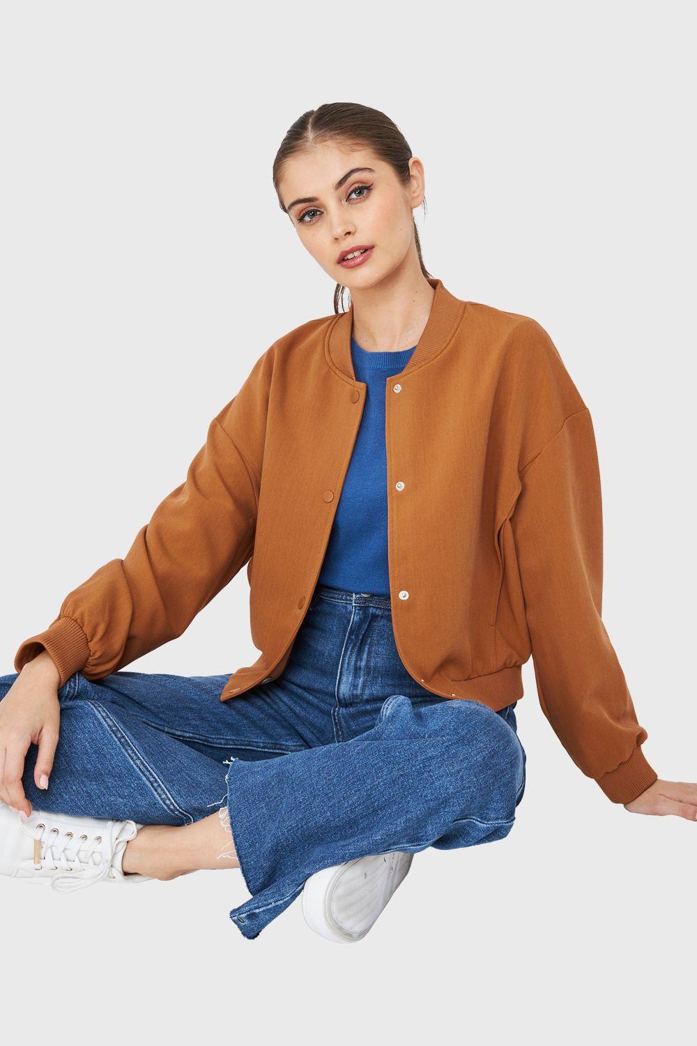 Chaqueta Bomber Broches Camel Nicopoly-0