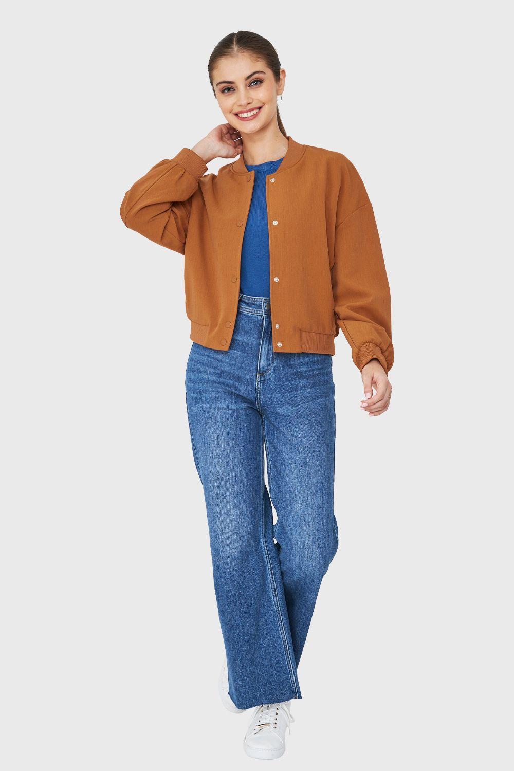 Chaqueta Bomber Broches Camel Nicopoly-1