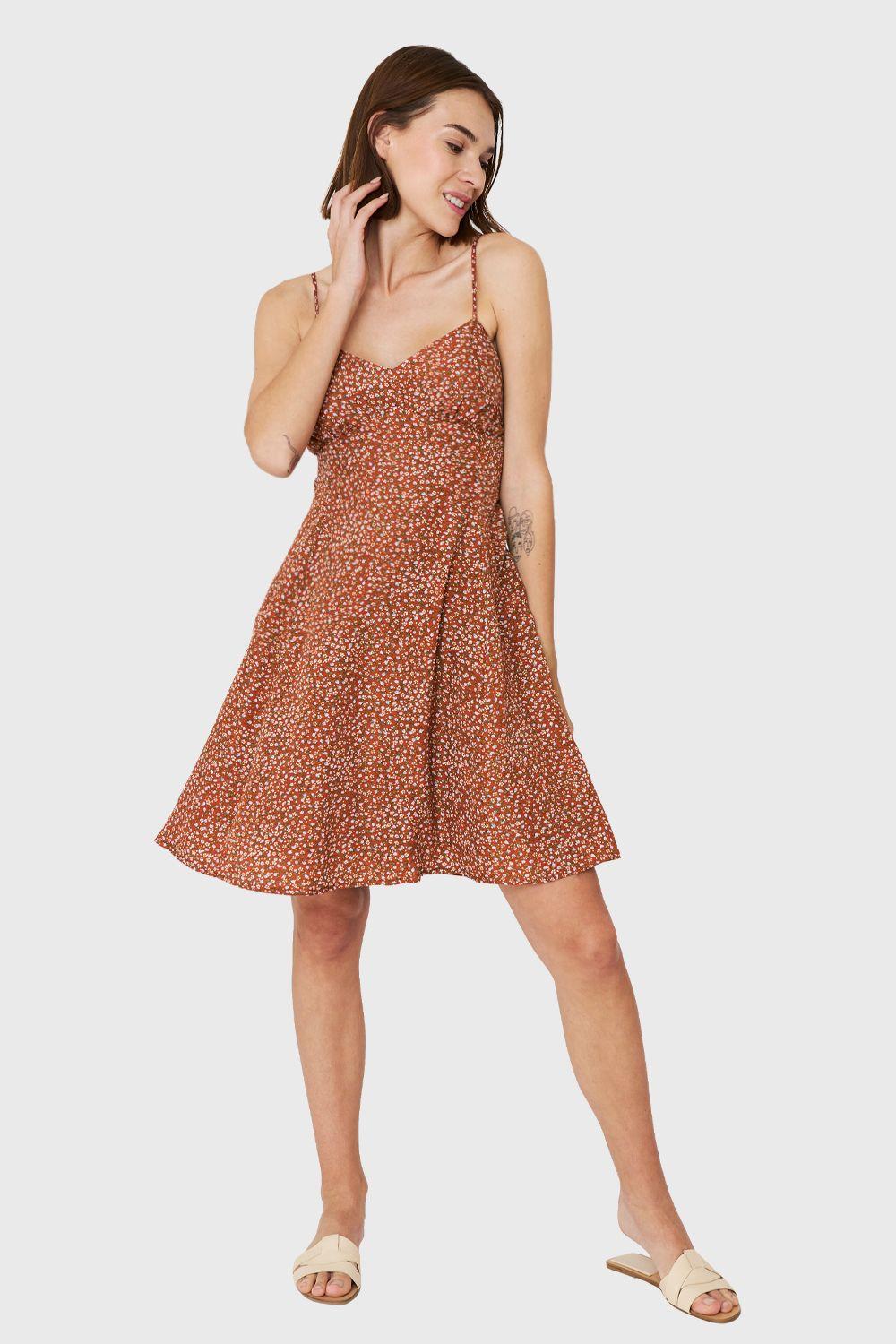 Vestido Pabilo Ditsy Floral Café Nicopoly-1