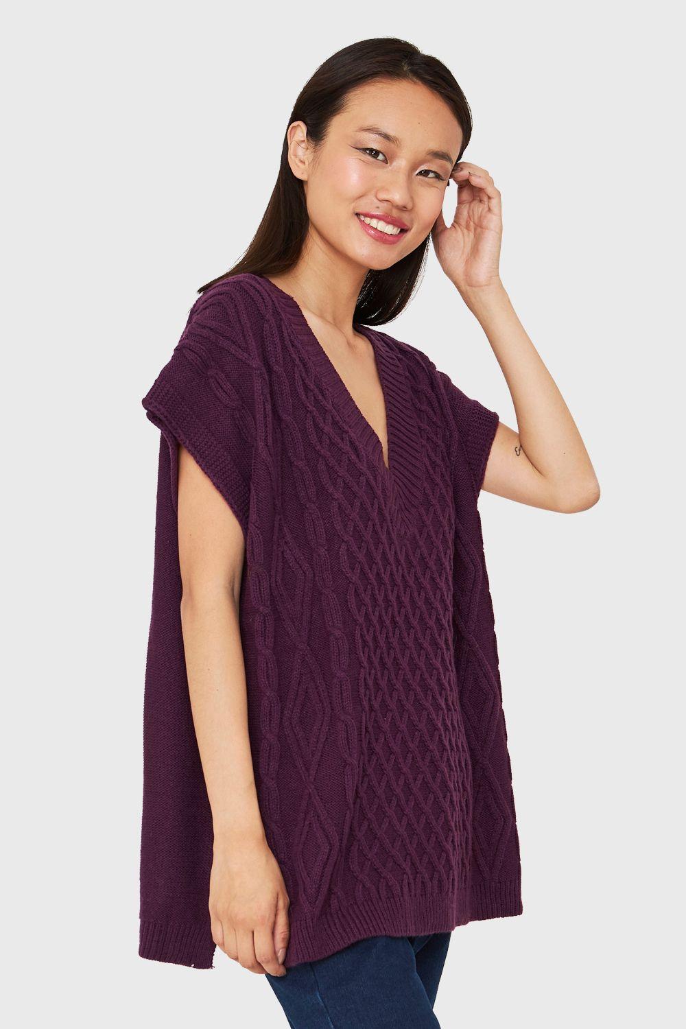 Chaleco Oversize Rombos Uva Nicopoly-2