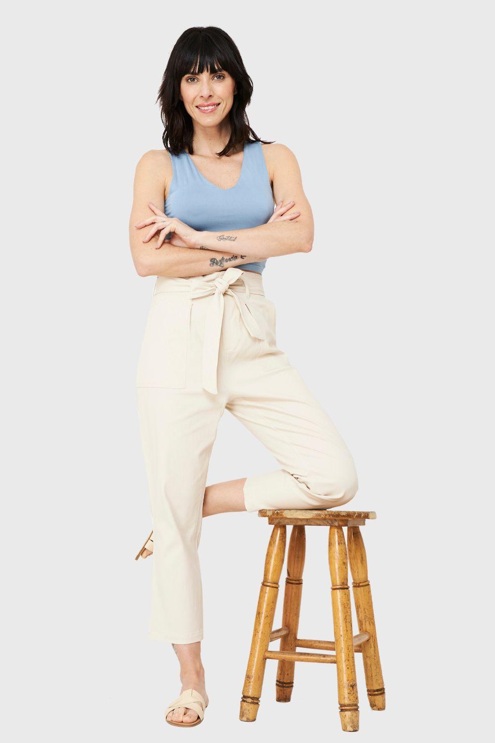 Pantalón Bolsillos Cargo Beige Nicopoly-1