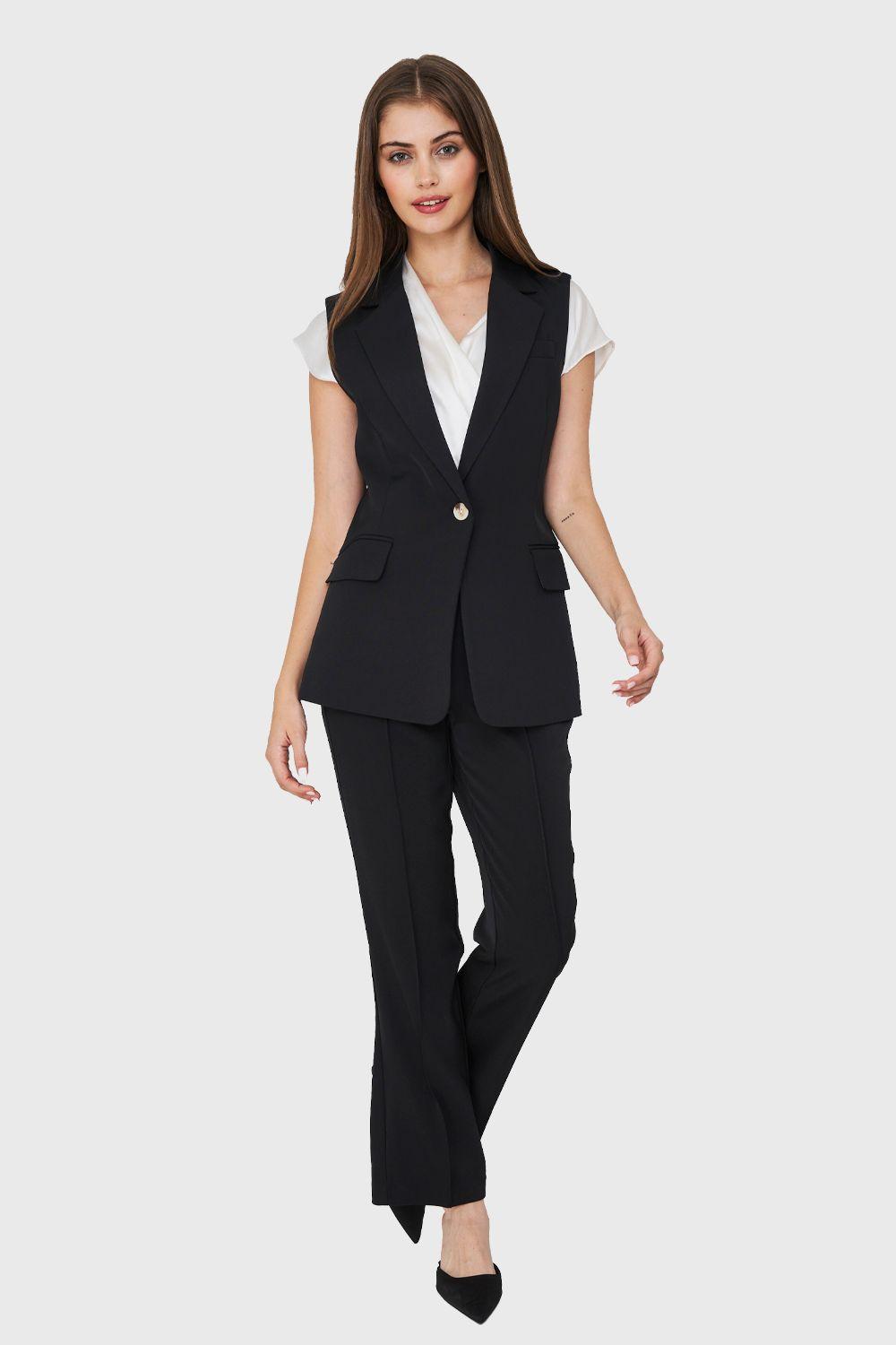 Blazer Sin Mangas Botón Negro Nicopoly-1