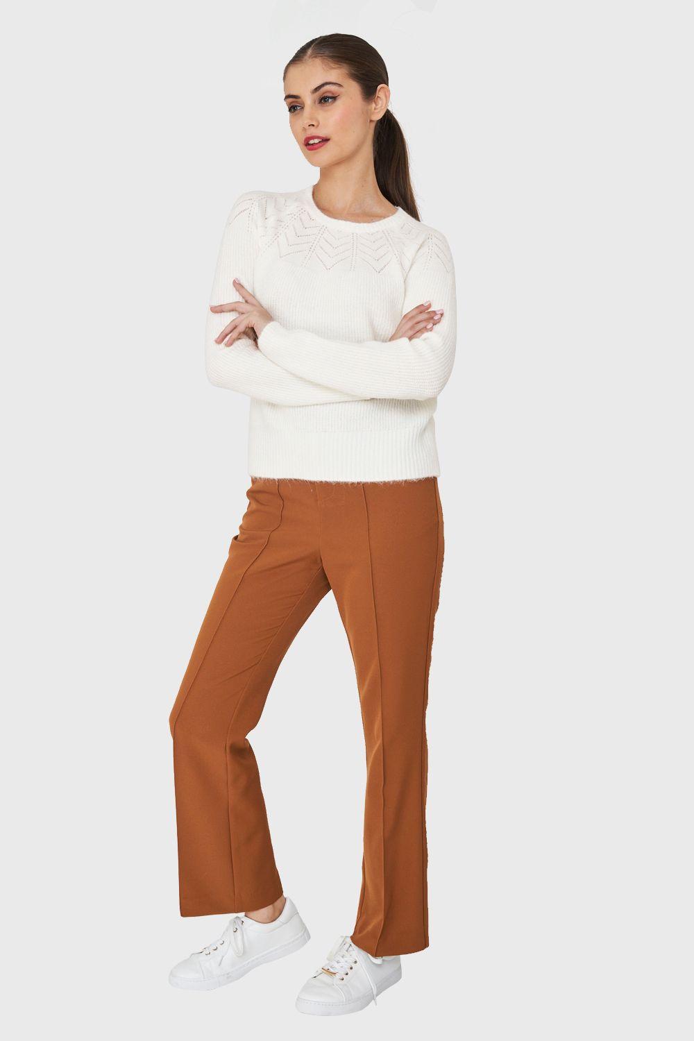 Sweater Detalle Punto Calado Blanco Nicopoly-1