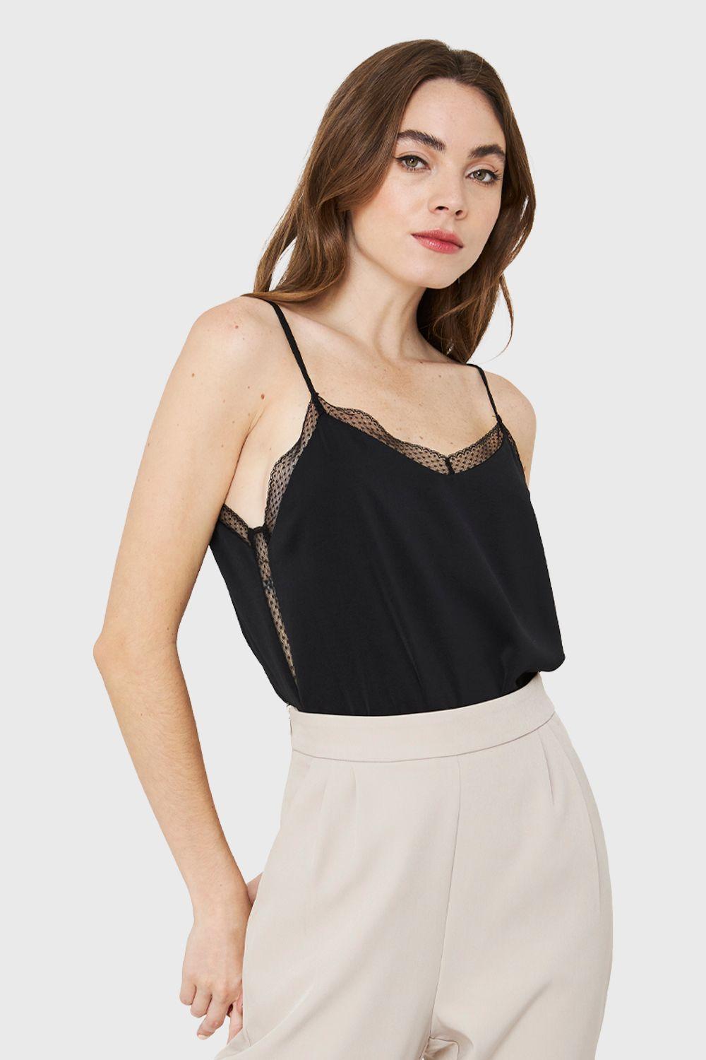 Top Escote Encaje Negro Nicopoly-0