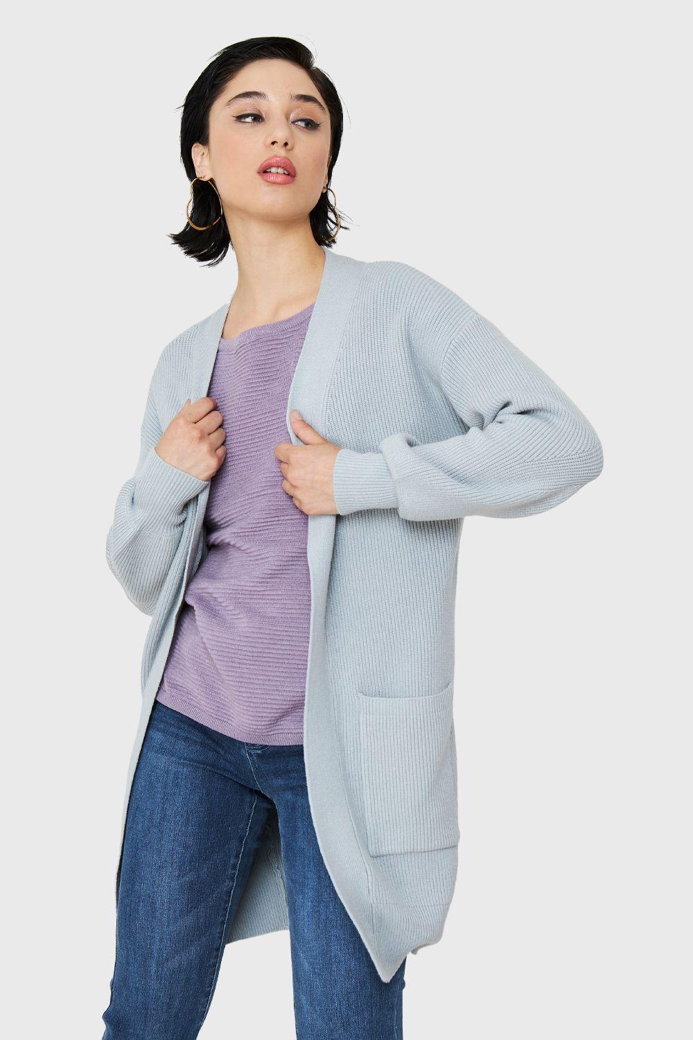 Cárdigan Bolsillos Gris Nicopoly-0