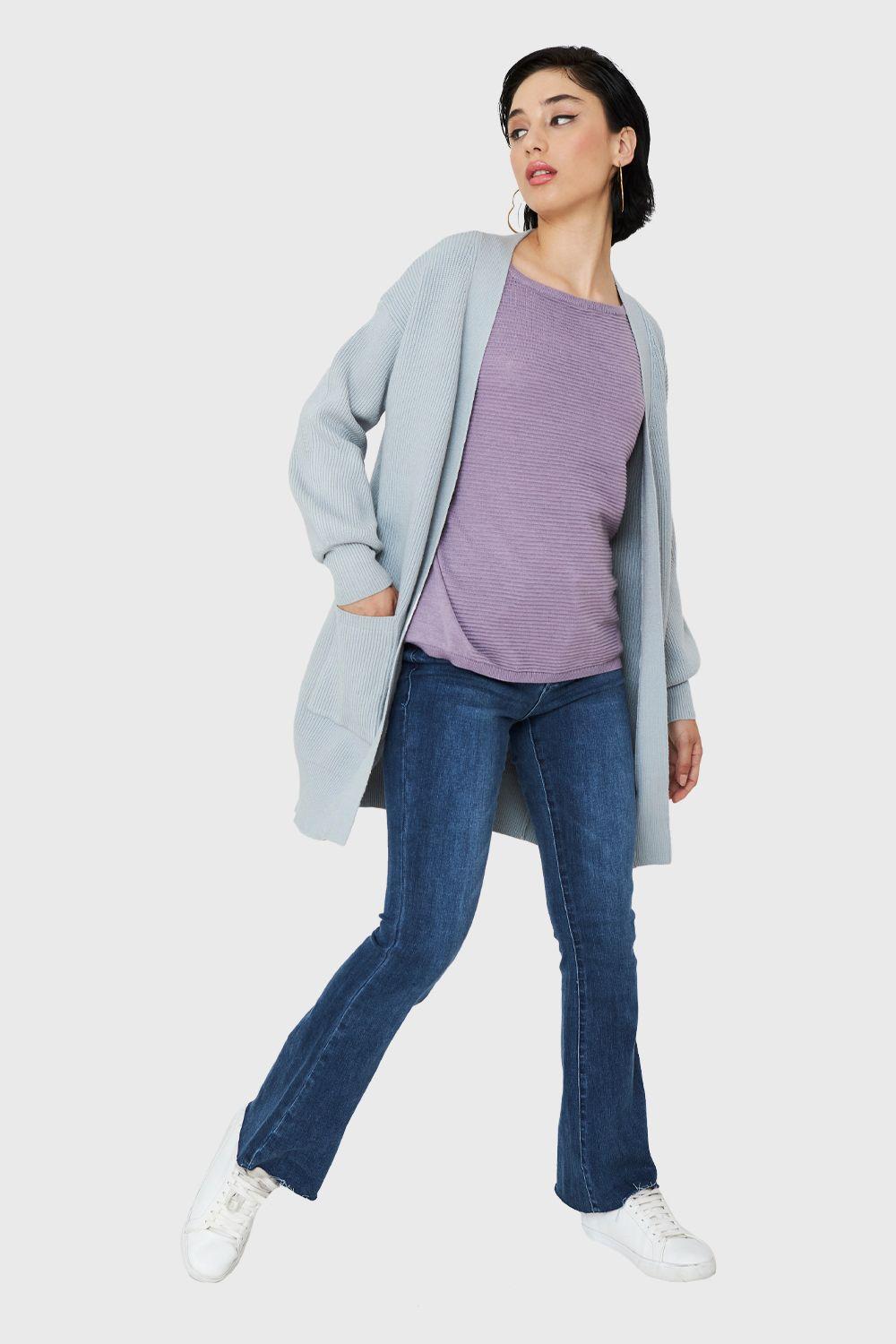 Cárdigan Bolsillos Gris Nicopoly-1