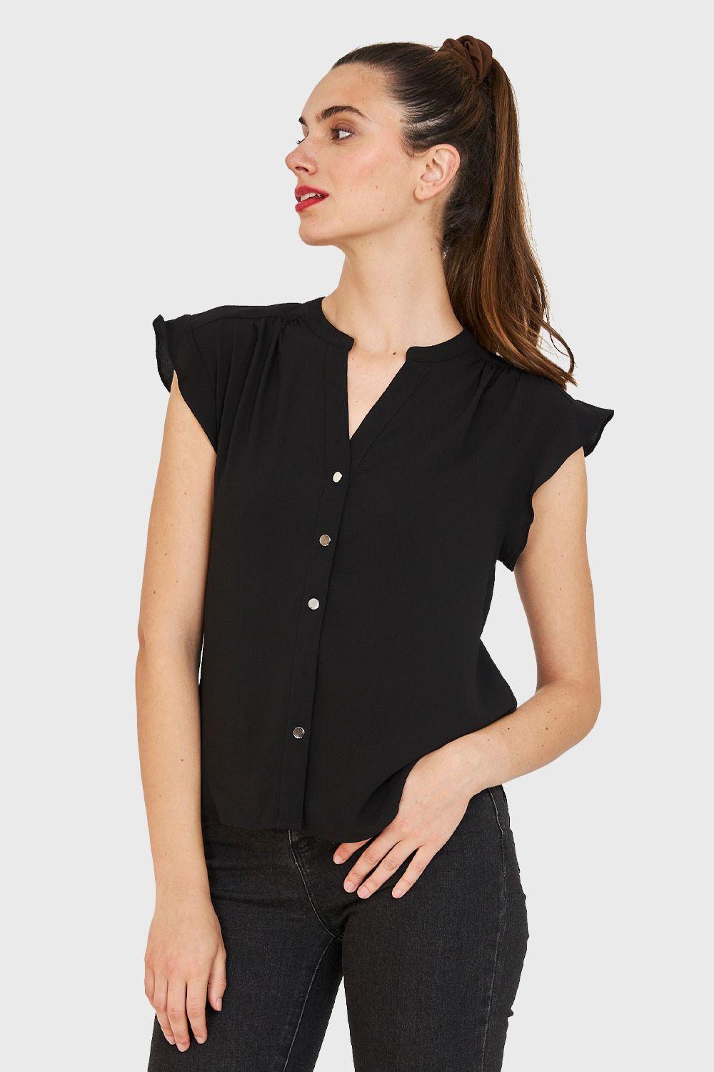 Blusa Vuelos Hombros Negro Nicopoly-0