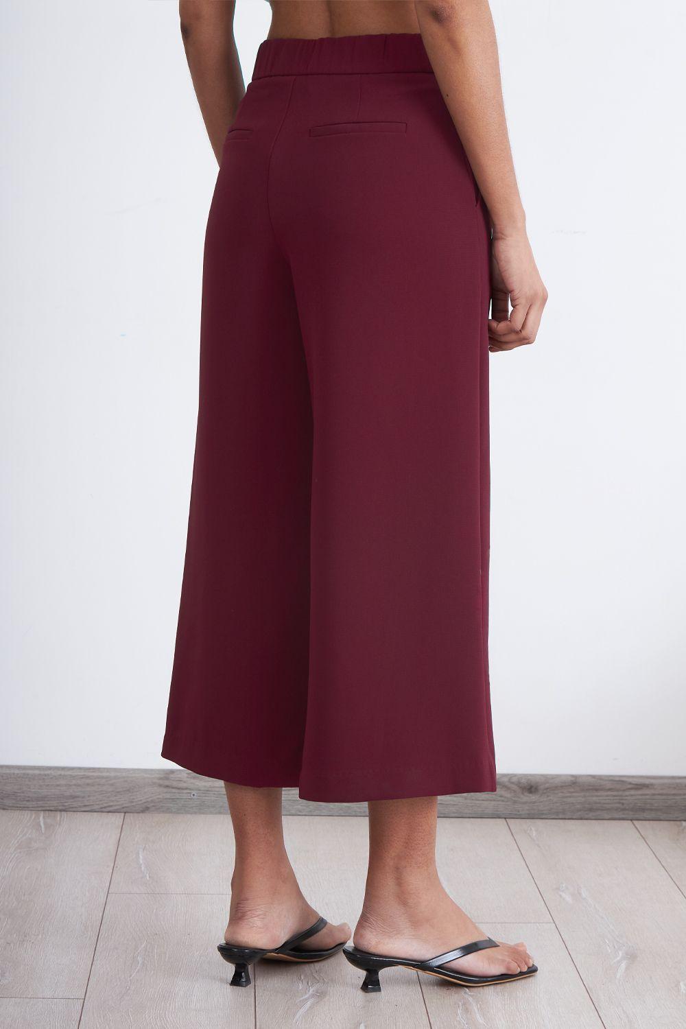 Pantalón Wide Leg Crop Burdeo Nicopoly-3