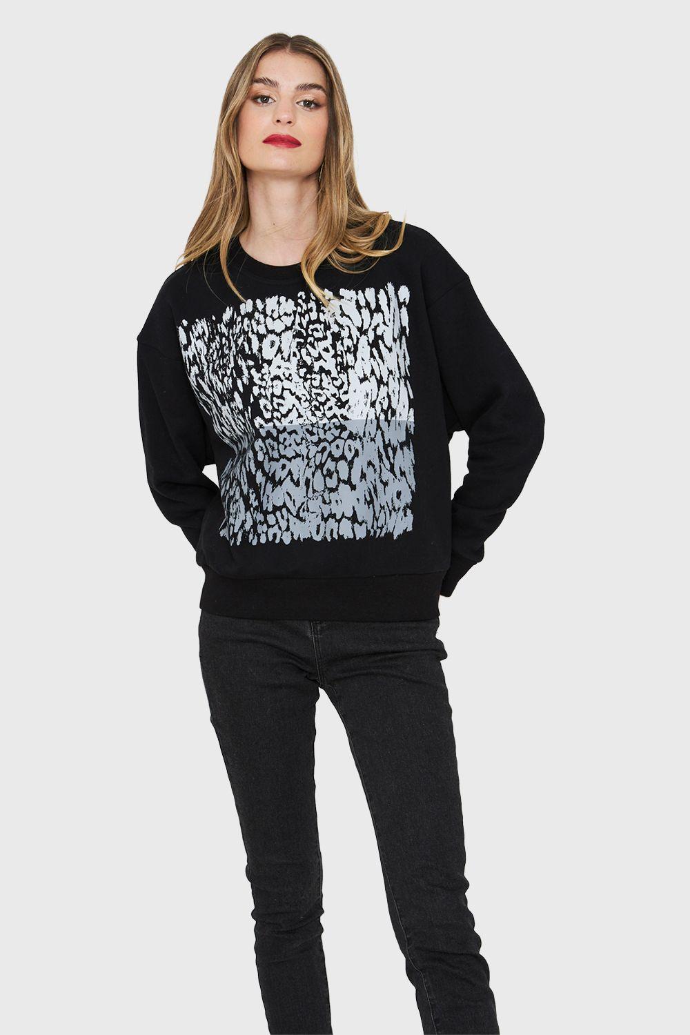 Polerón Print Leopard Negro Nicopoly-4