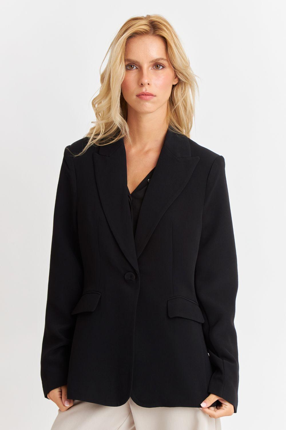 Blazer Bolsillos y Botón Negro Nicopoly-3