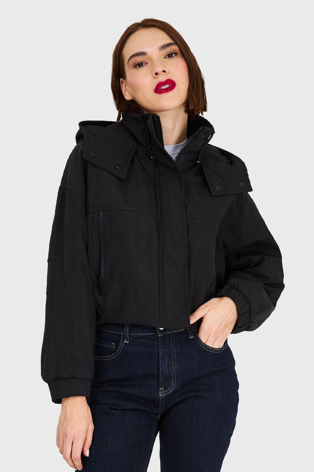 Chaqueta Corta Impermeable Negro Nicopoly-4