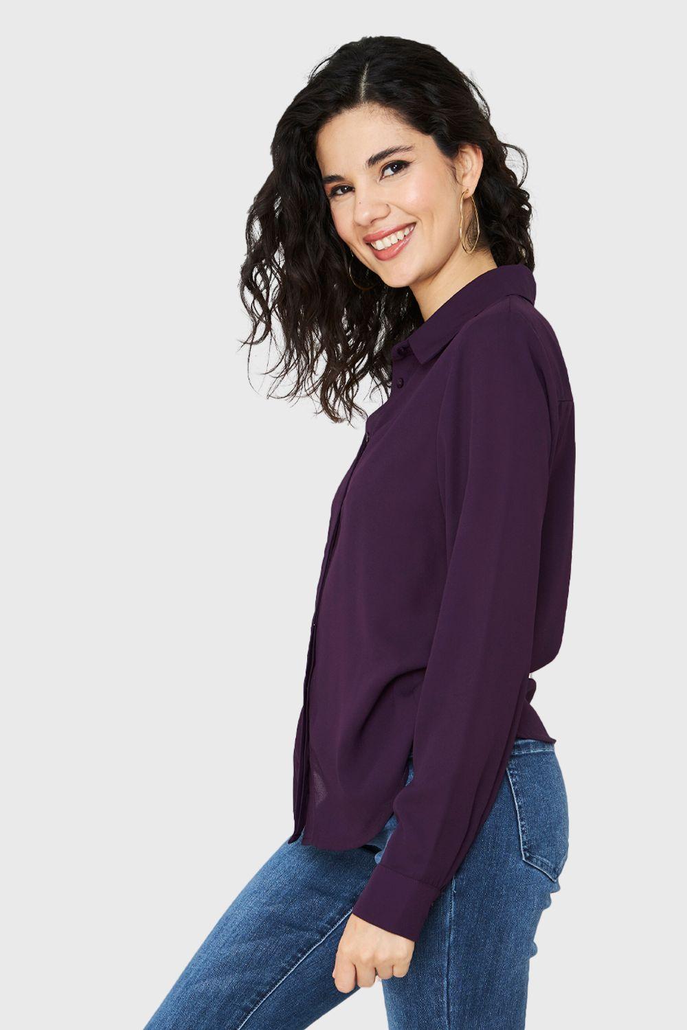 Blusa Básica Botonera Invisible Uva Nicopoly-2
