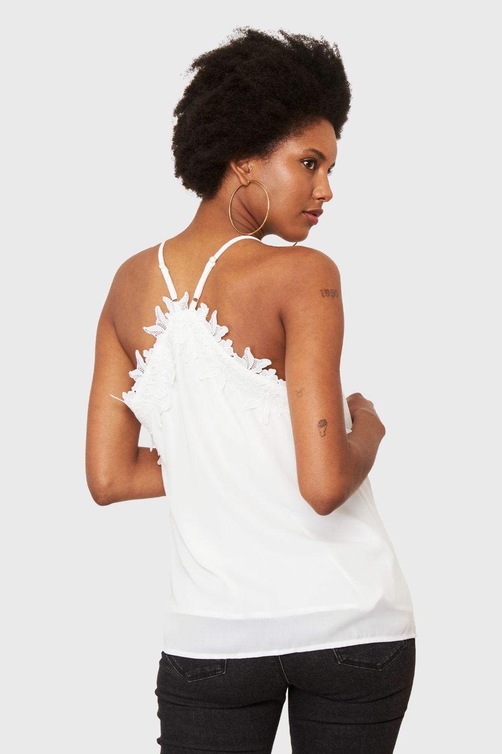 Blusa Escote Flores Blanco Nicopoly-3