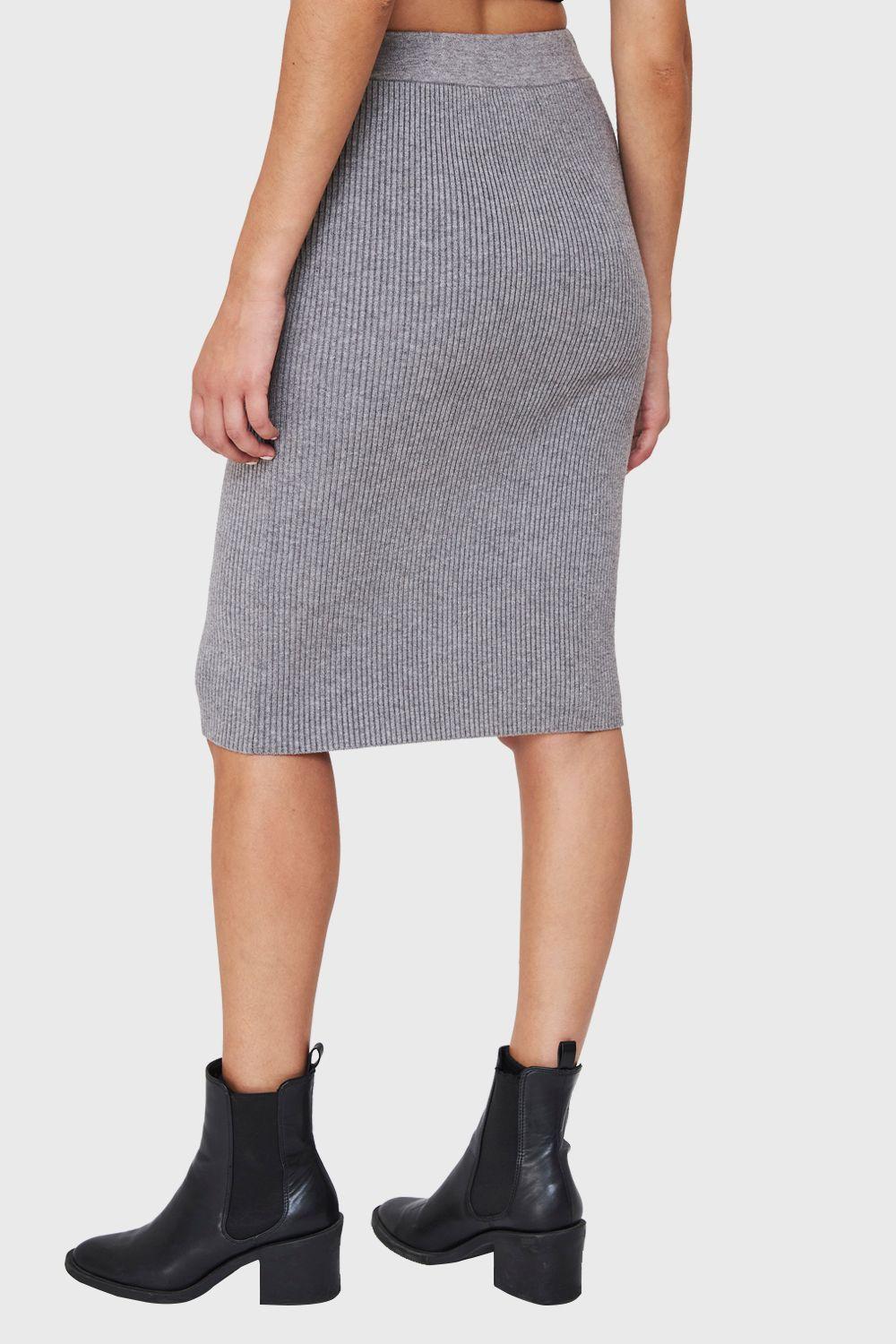 Falda Midi Acanalada Gris Nicopoly-3