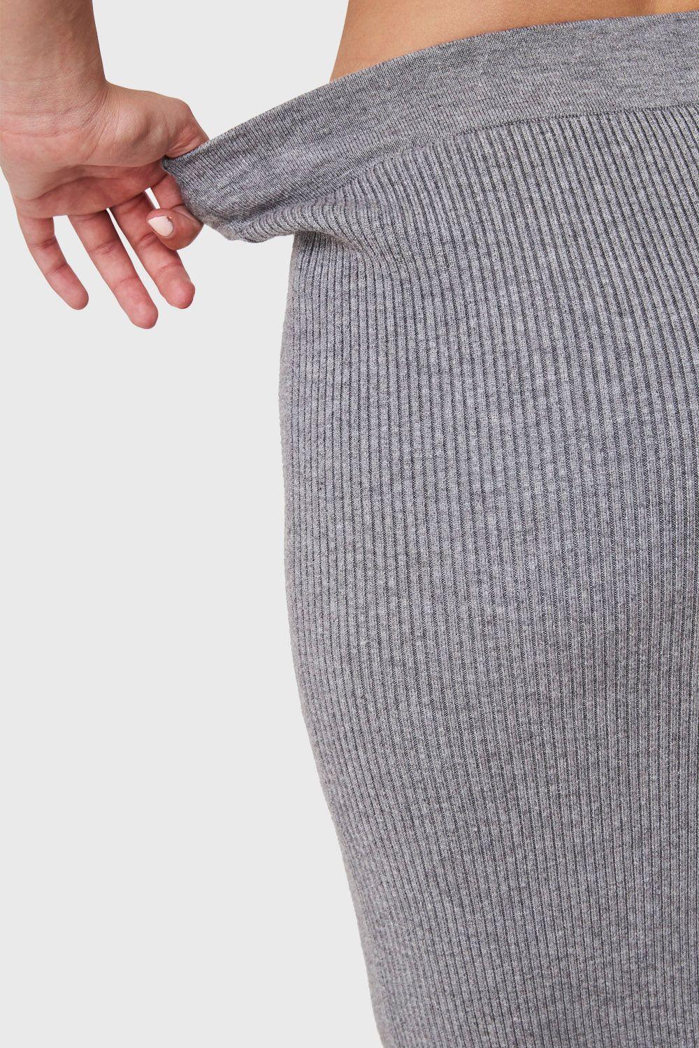 Falda Midi Acanalada Gris Nicopoly-5