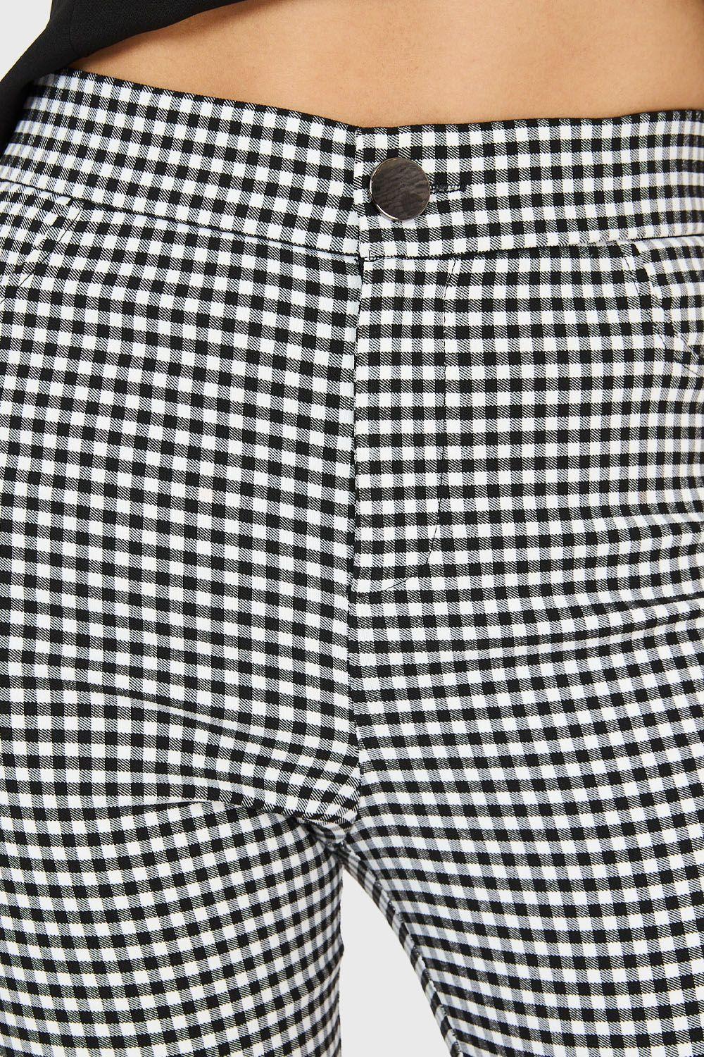 Calza Skinny Vichy Con Cierre Blanco/Negro Nicopoly-5