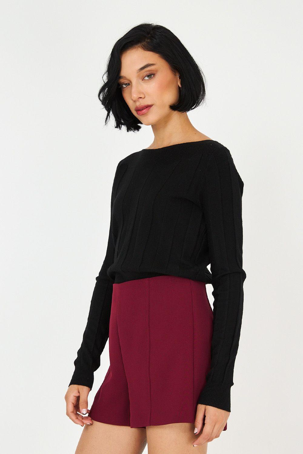 Sweater Cuello Bote Negro Nicopoly-2