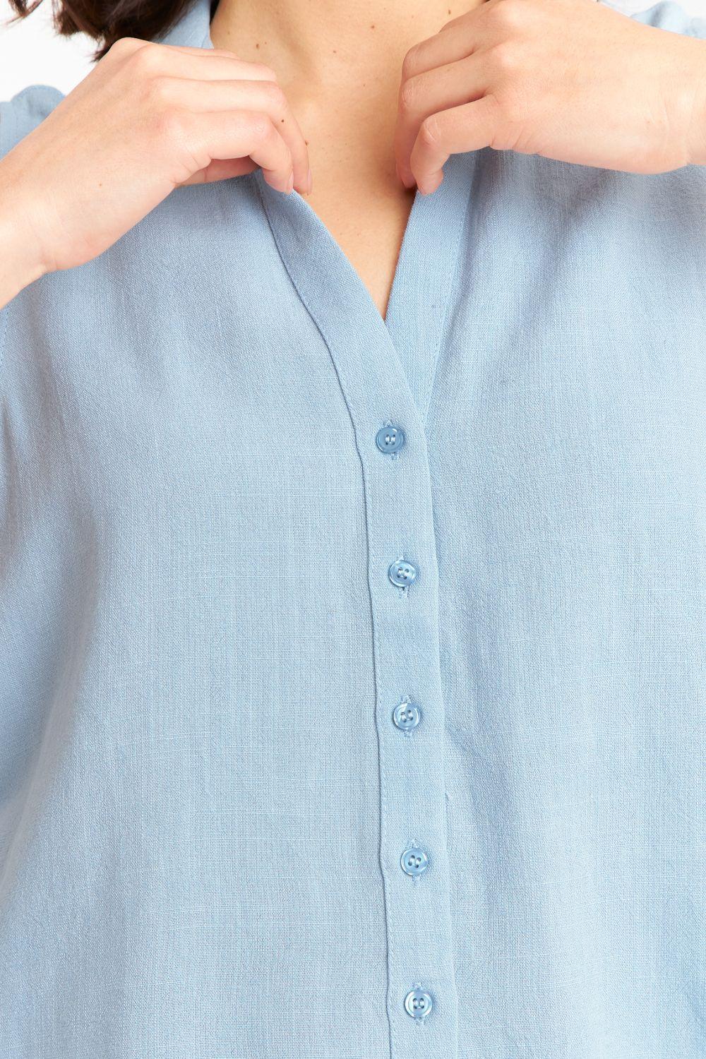 Camisa Sin Mangas Tipo Lino Celeste Nicopoly-5