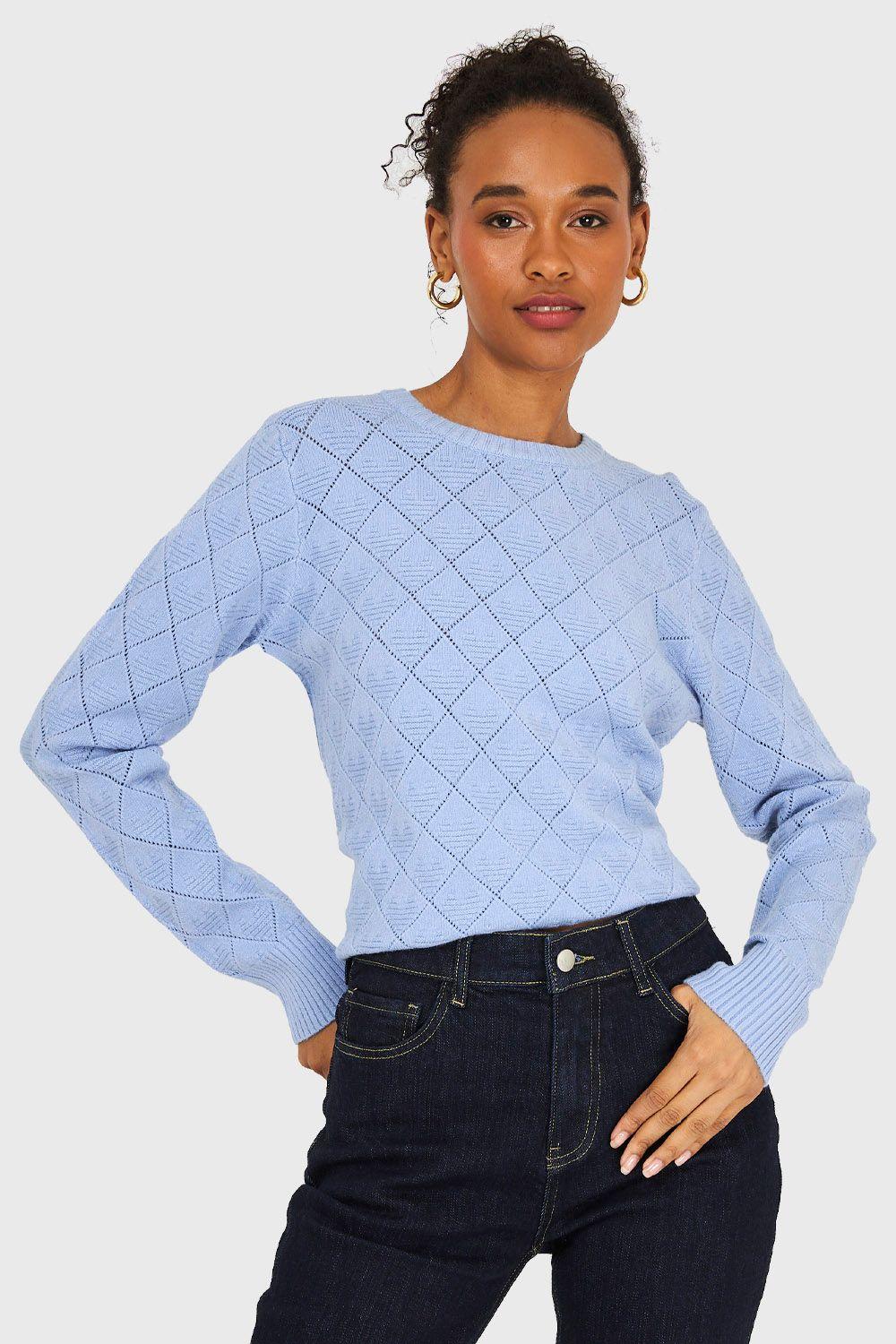 Sweater Diseño Rombos Celeste Nicopoly-0