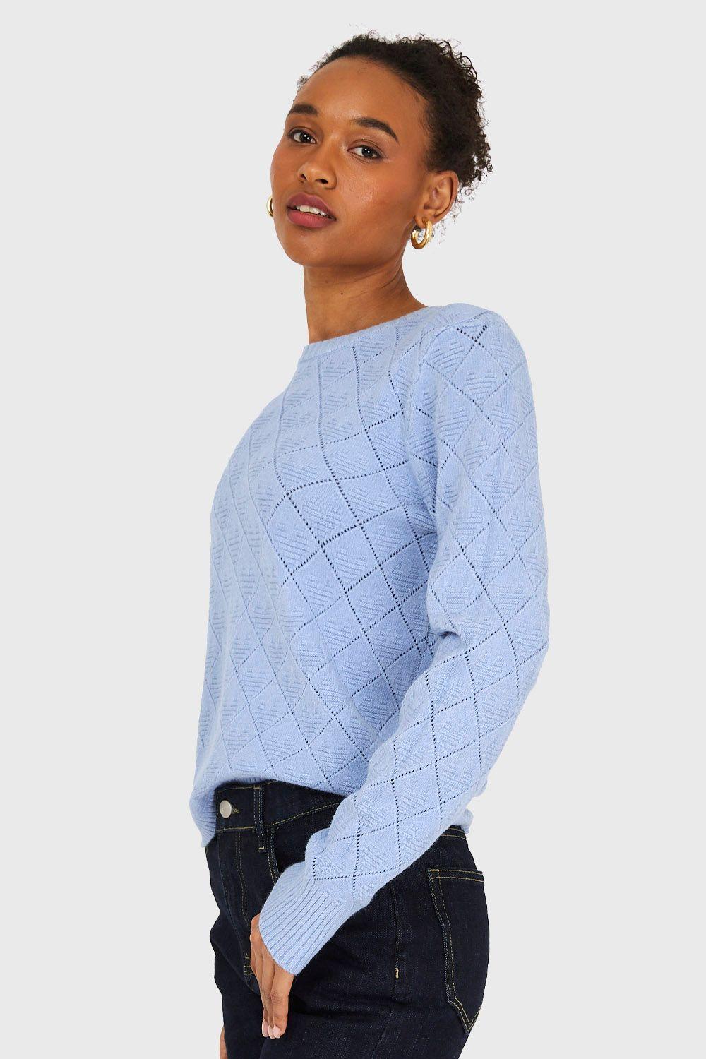 Sweater Diseño Rombos Celeste Nicopoly-2