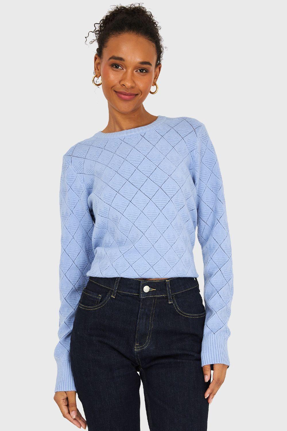 Sweater Diseño Rombos Celeste Nicopoly-4